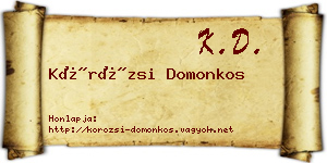 Körözsi Domonkos névjegykártya